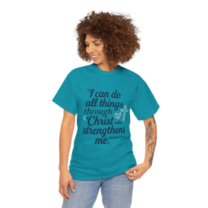Inspirational Christian T-Shirt - "I Can Do All Things Through Christ" Bible Verse Tee