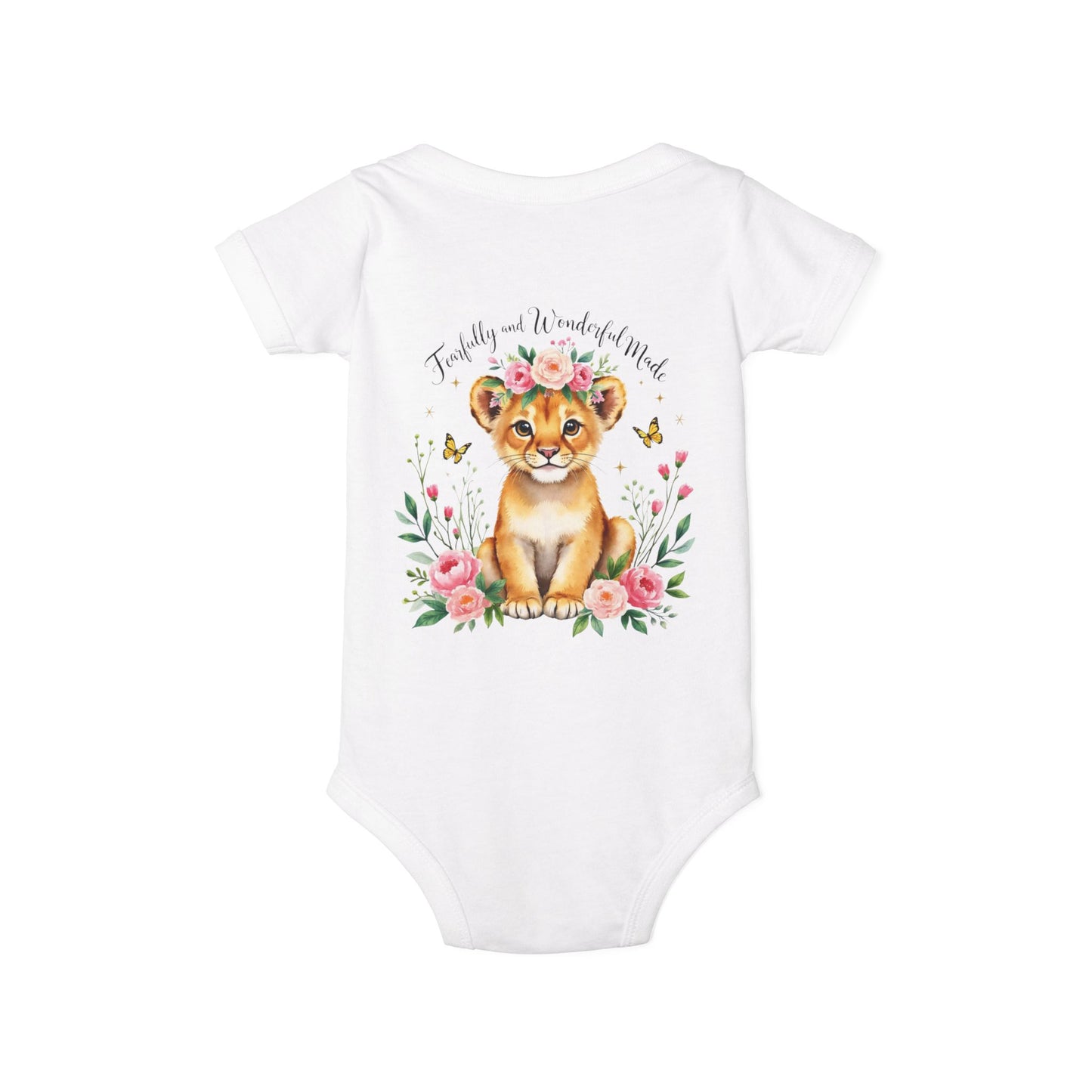 Baby Onesie - Floral Lion Cub "Wild and Wonderful" Personalized Infant Bodysuit
