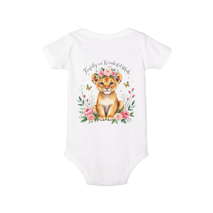 Baby Onesie - Floral Lion Cub "Wild and Wonderful" Personalized Infant Bodysuit