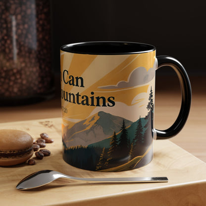 Faith Can Move Mountains Coffee Mug — Matthew 17:20 Inspirational Accent Mug