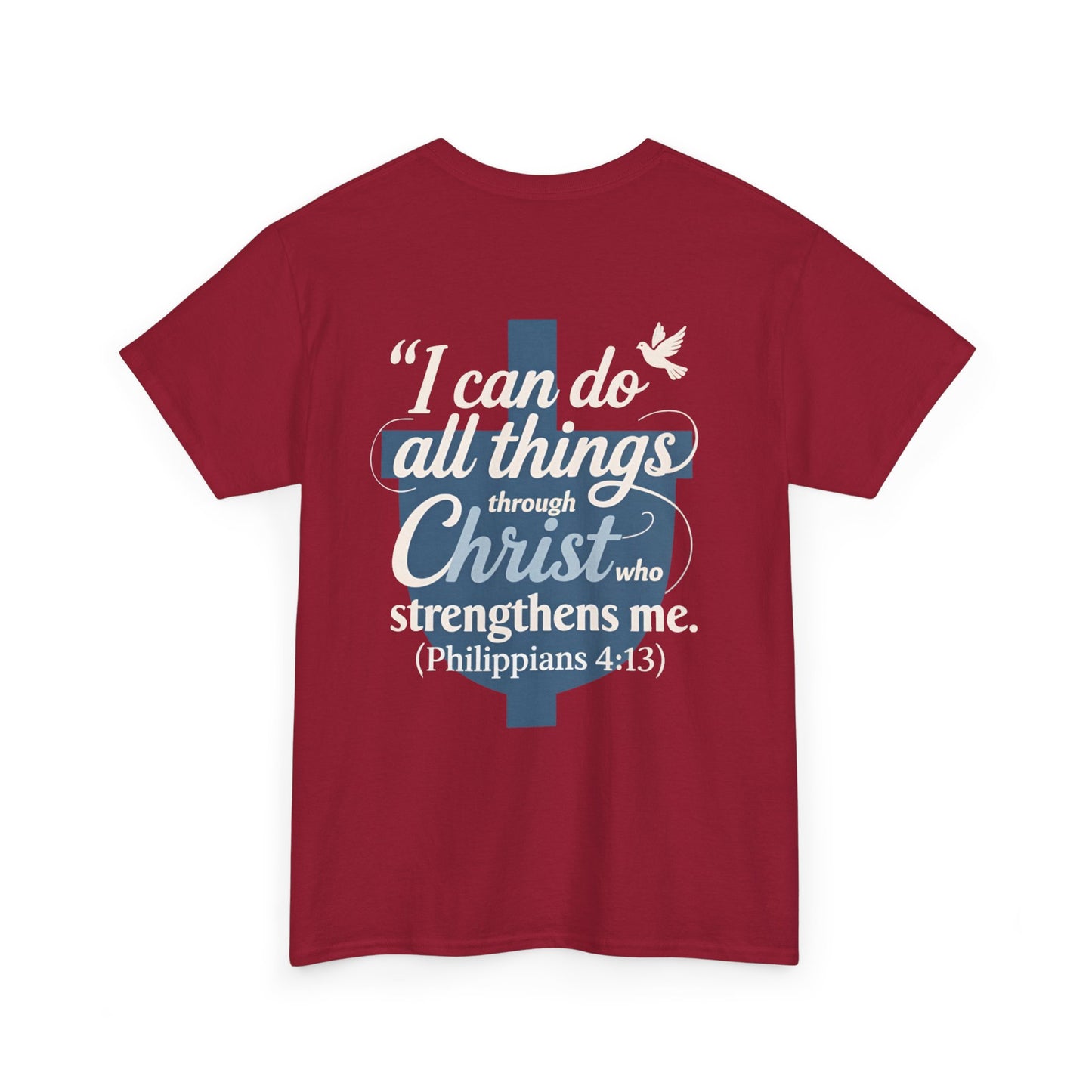 Philippians 4:13 Cotton Tee — "I Can Do All Things" Christian Prayer T-Shirt