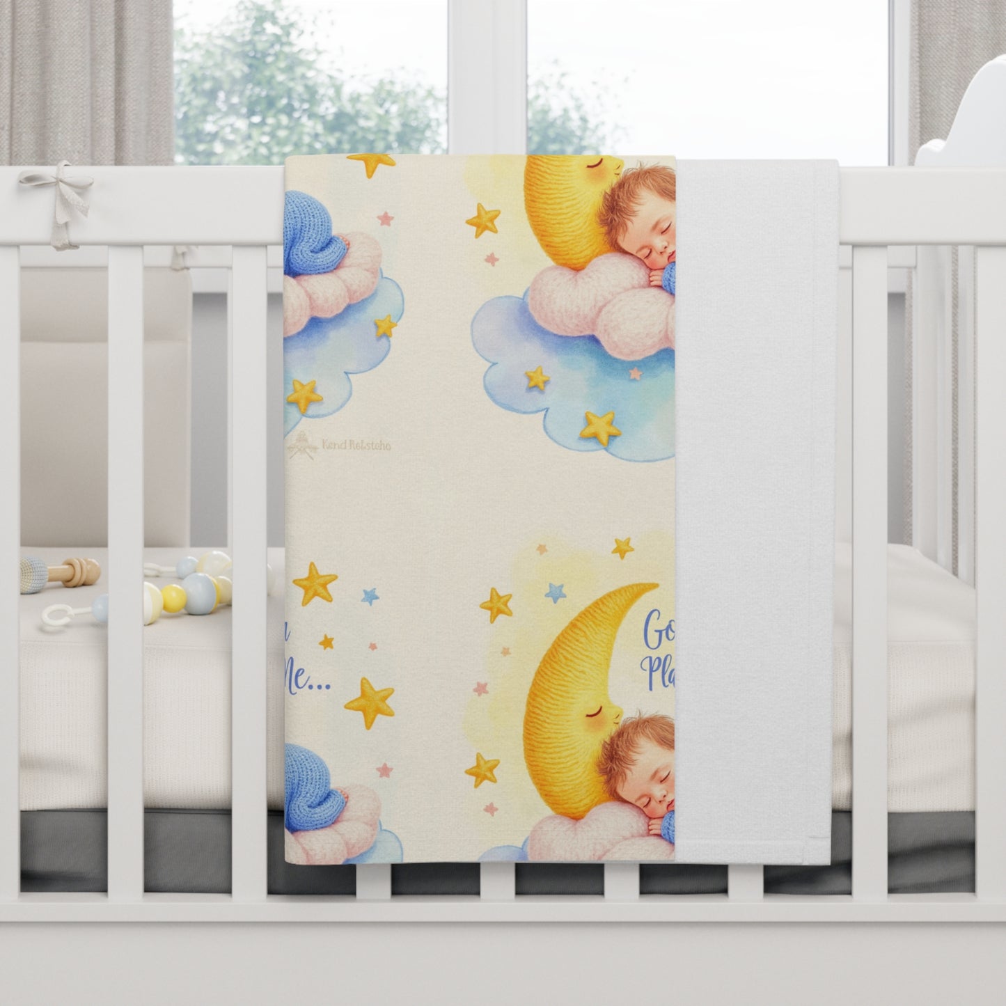 Baby Blanket — 'God Held a Plan for Me' Moon & Cloud Fleece Blanket (Newborn Shower Gift)