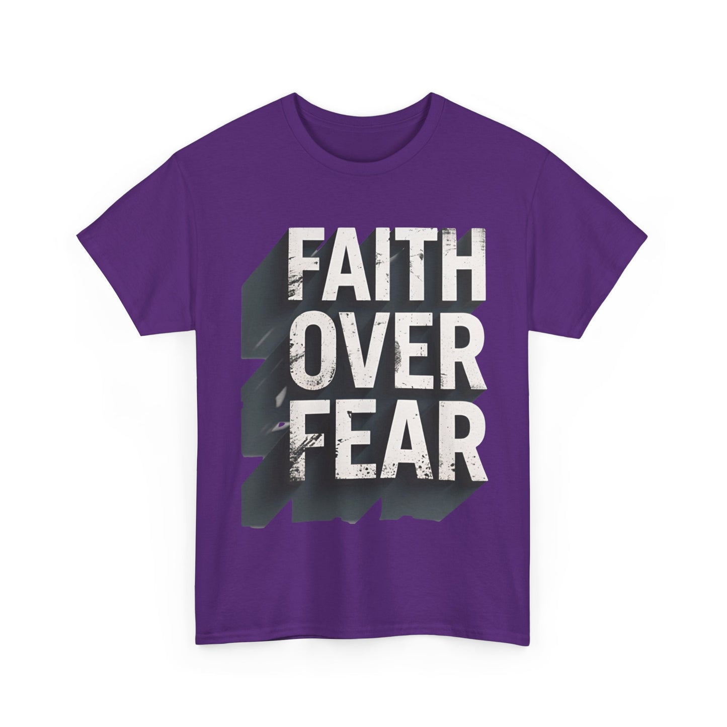 Faith Over Fear Cotton Tee — Distressed Inspirational Graphic
