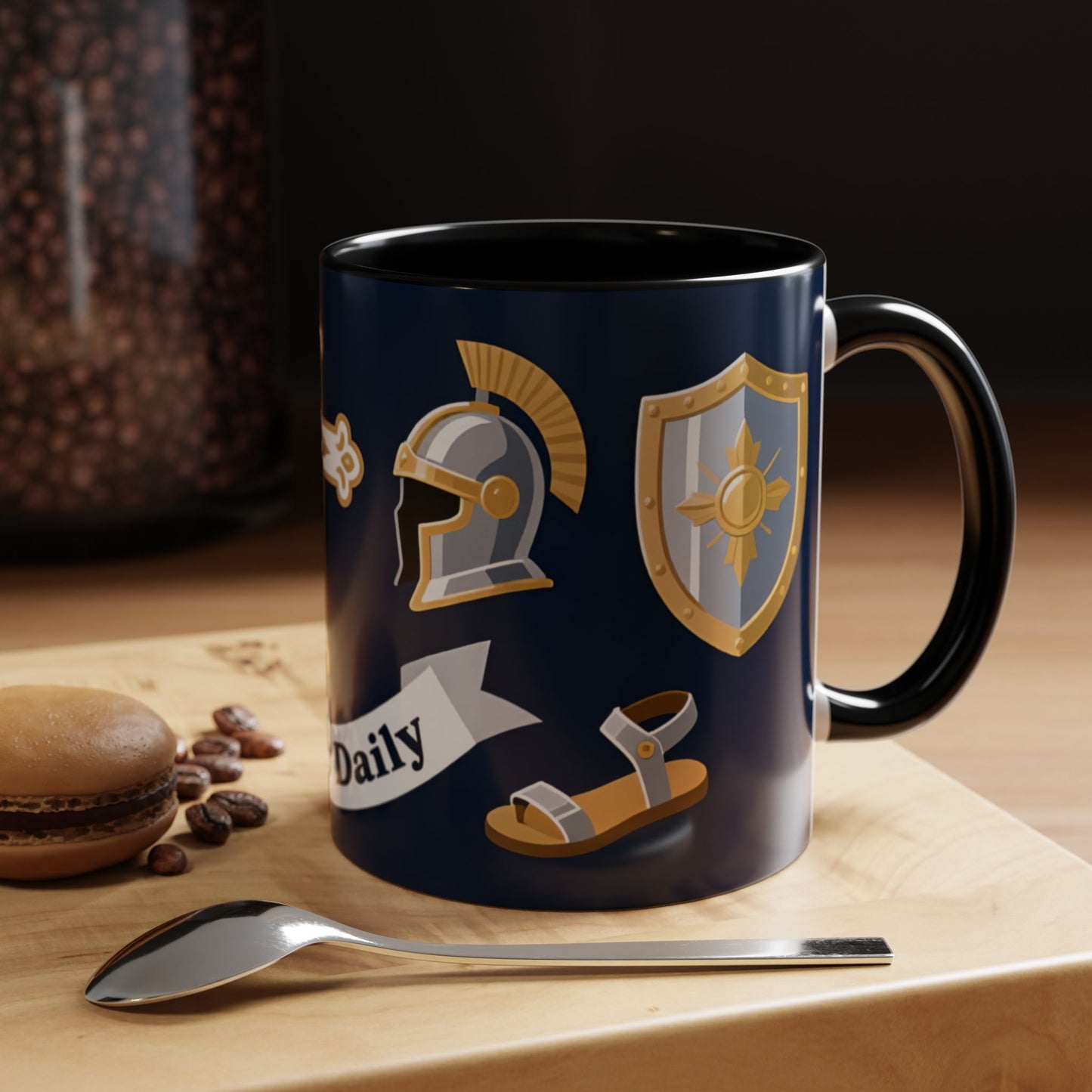 Christian Knight Coffee Mug — “Suit Up Daily” Accent Ceramic Mug