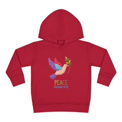 Toddler Hoodie — Colorful Peace Dove with Olive Branch & “PEACE Genesis 9:13”