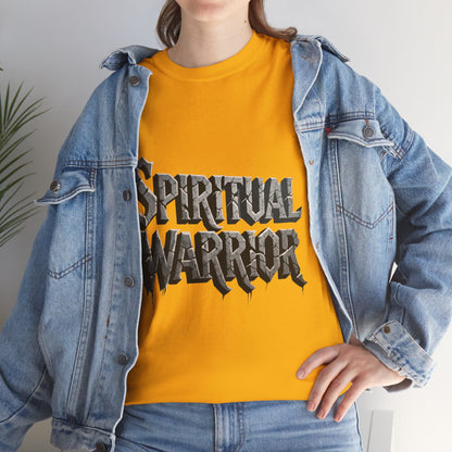 Spiritual Warrior T-Shirt — Gothic Lettering Faith & Strength Tee