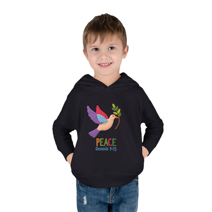 Toddler Hoodie — Colorful Peace Dove with Olive Branch & “PEACE Genesis 9:13”