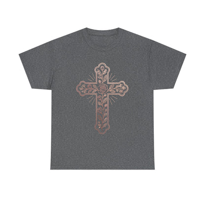 Floral Cross Tee – Delicate Pink Botanical Christian T-Shirt