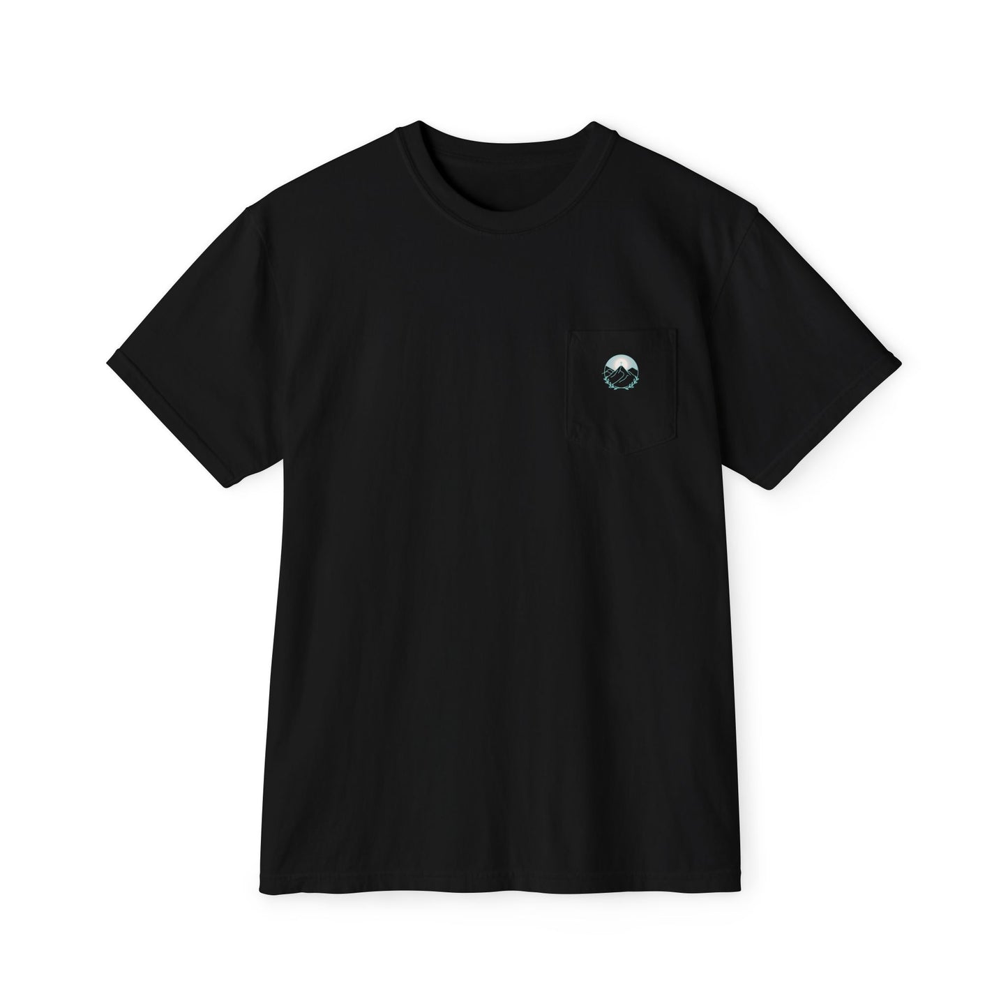 Pocket T-Shirt — Mountain Cross Back Graphic