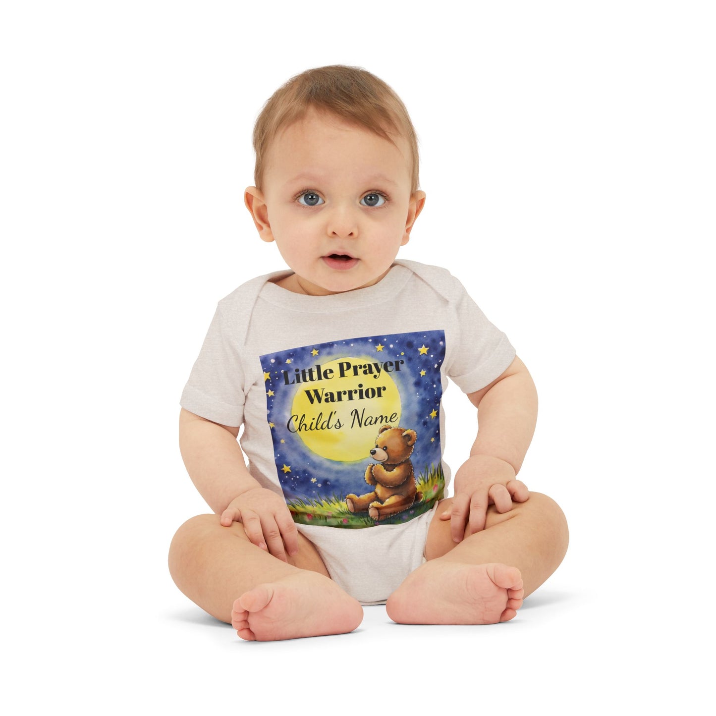 Infant One-Piece — 'Little Prayer Warrior' Bear Baby Bodysuit (Personalize Name)