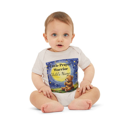 Infant One-Piece — 'Little Prayer Warrior' Bear Baby Bodysuit (Personalize Name)