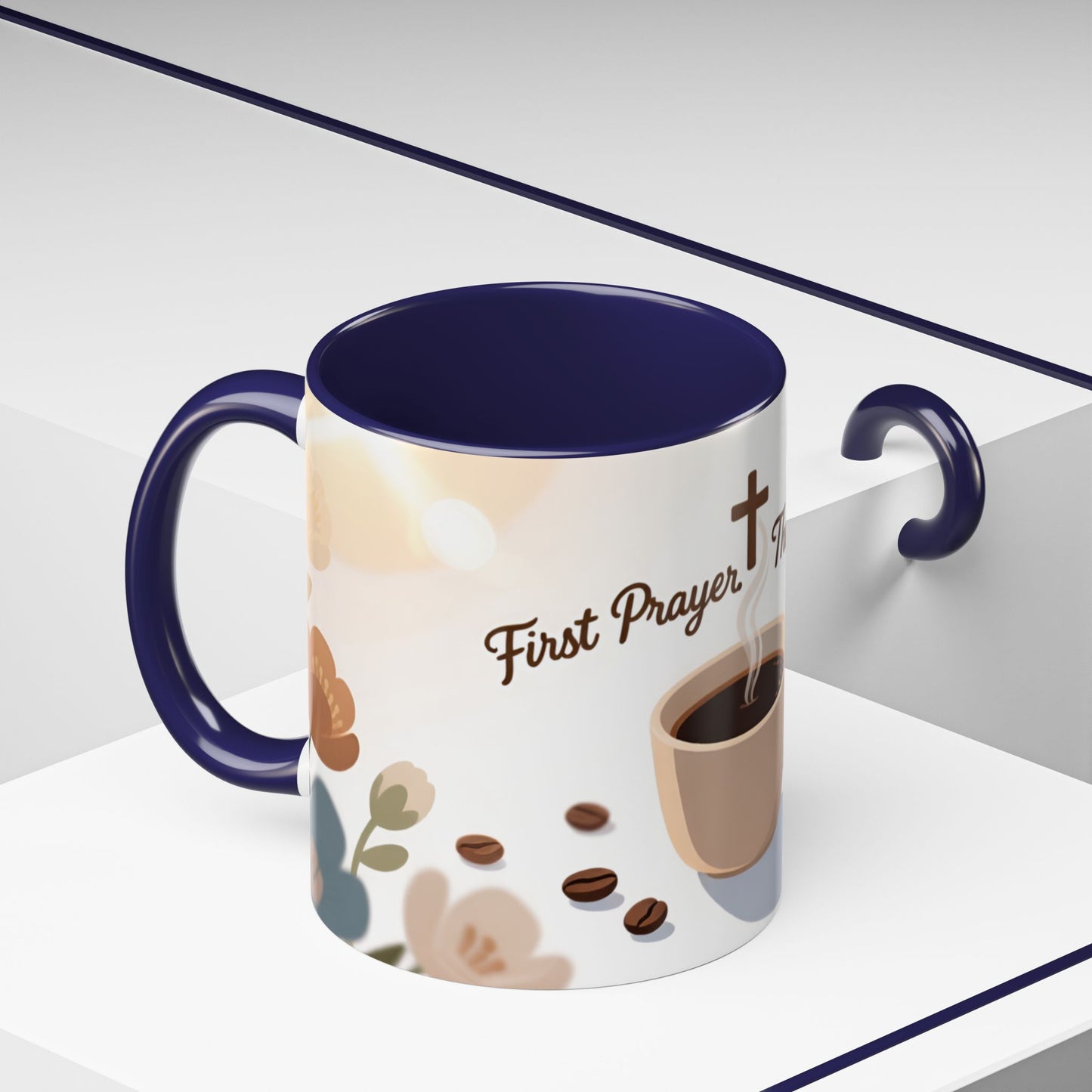 Prayer Then Coffee Mug — Christian Scripture Coffee Cup (1 Thessalonians 5:17) (Multi Color )