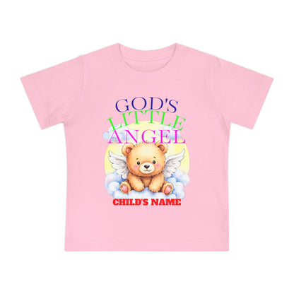 Baby T-Shirt — "God's Little Angel" Cute Winged Bear Personalized Tee
