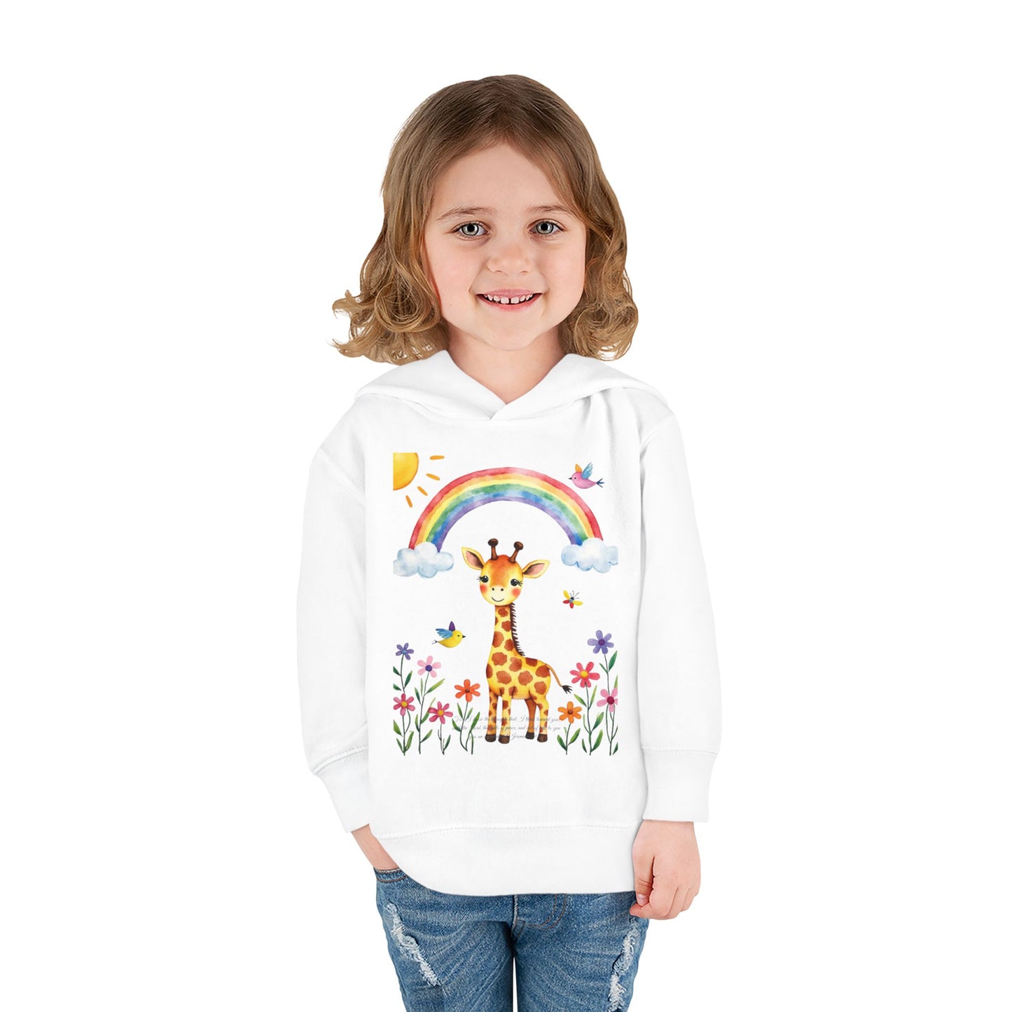 Toddler Hoodie — Giraffe Rainbow Floral Pullover