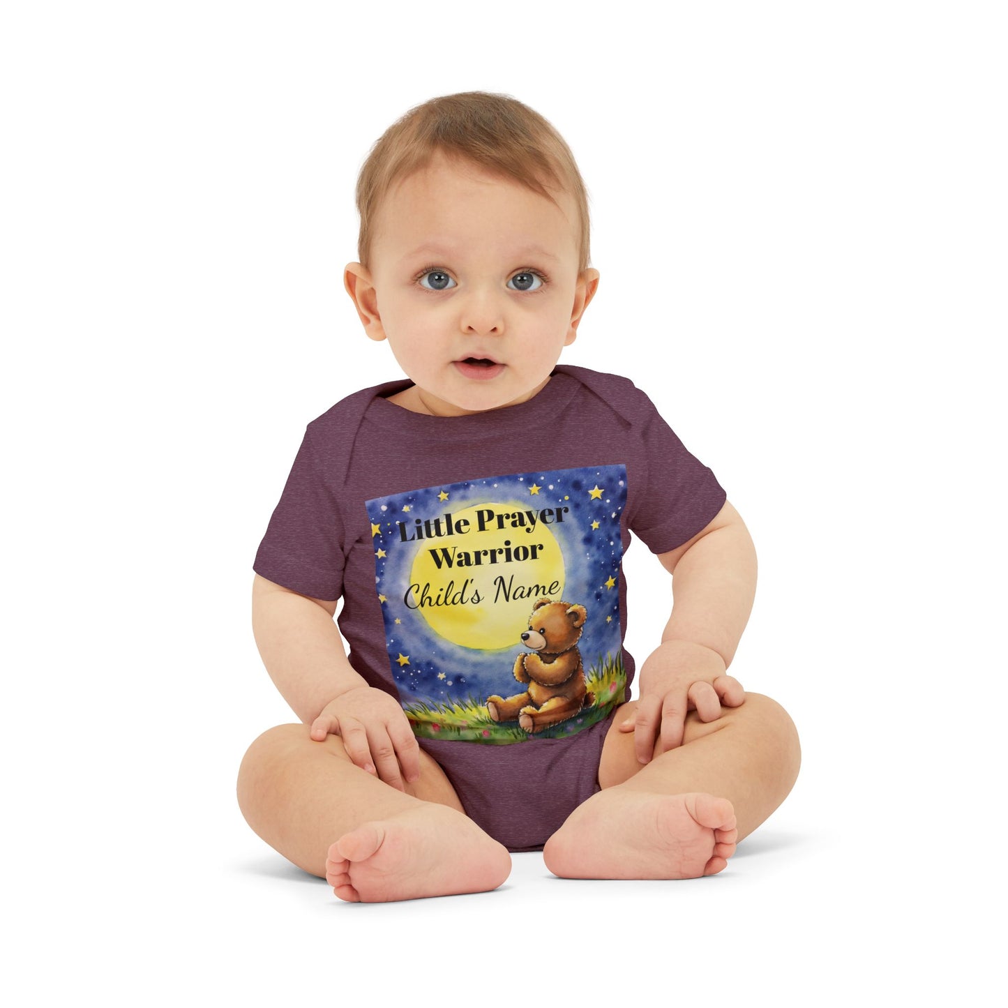Infant One-Piece — 'Little Prayer Warrior' Bear Baby Bodysuit (Personalize Name)