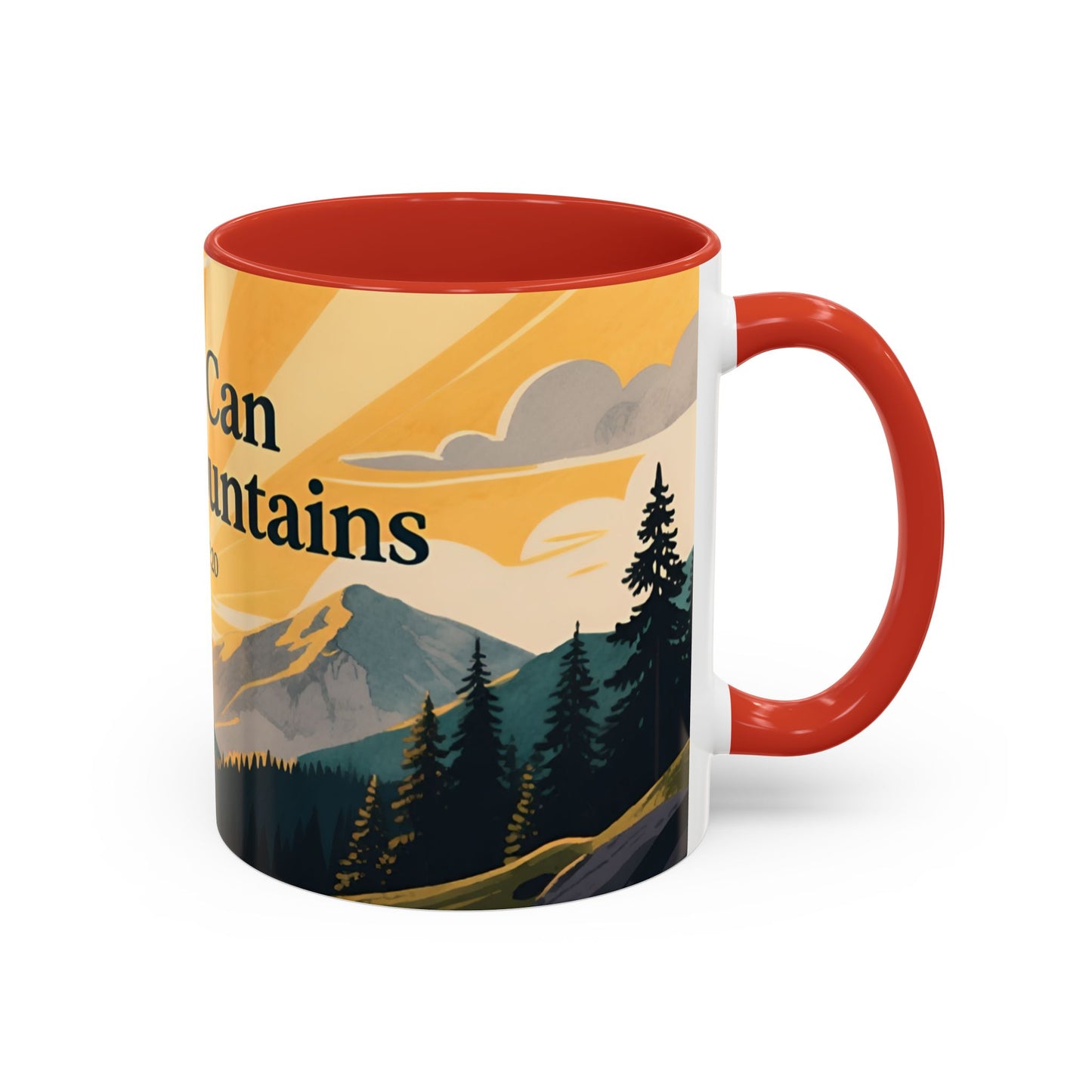 Faith Can Move Mountains Coffee Mug — Matthew 17:20 Inspirational Accent Mug