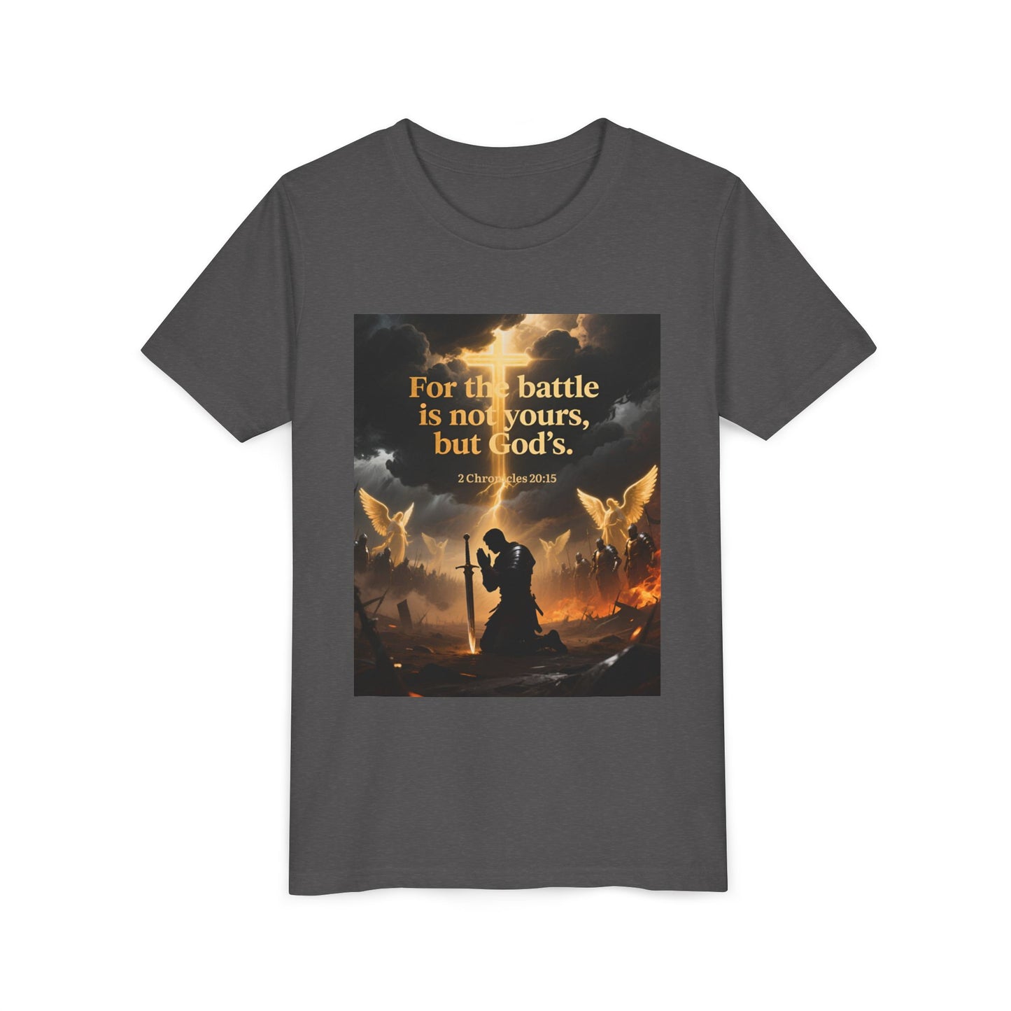 For the battle is not yours, but God's youth tee | Christian hands design | Meaningful Gift for Kids