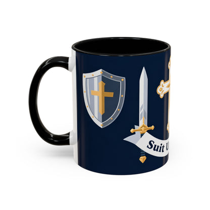 Christian Knight Coffee Mug — “Suit Up Daily” Accent Ceramic Mug