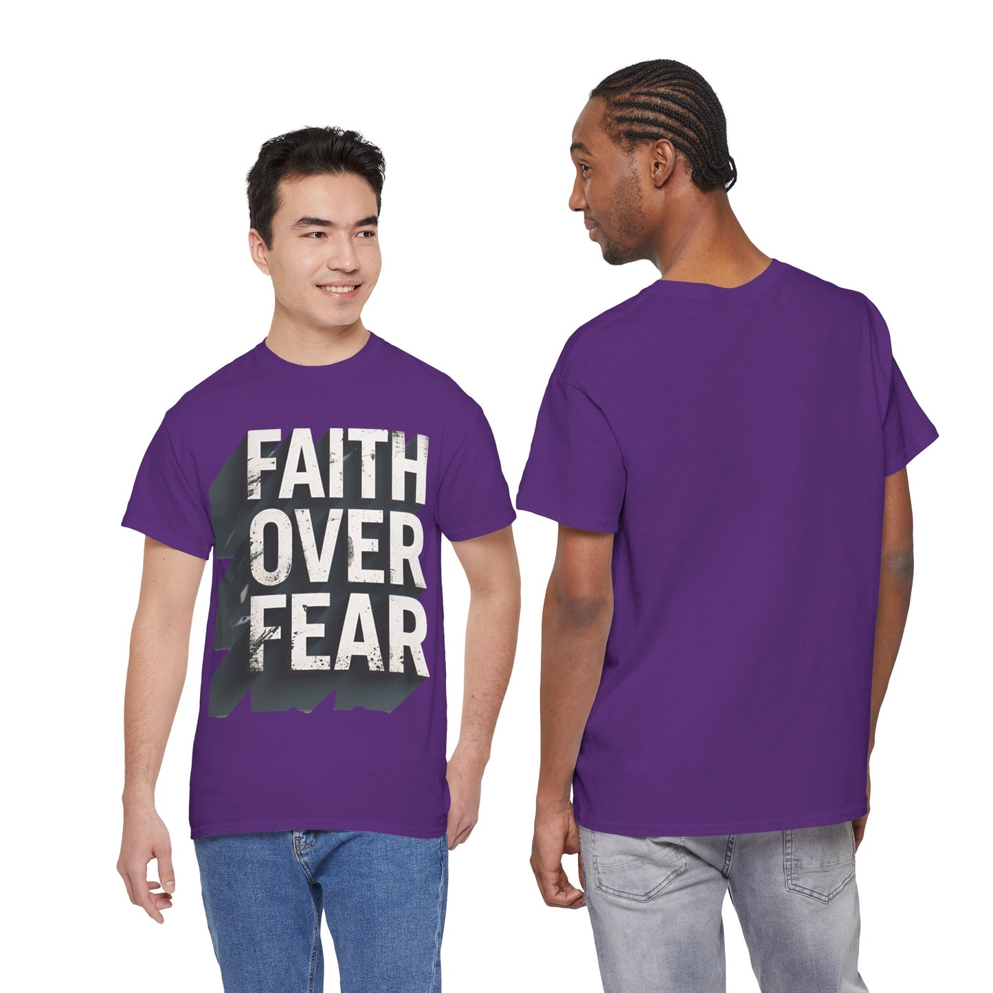 Faith Over Fear Cotton Tee — Distressed Inspirational Graphic