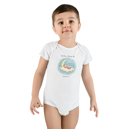 Baby Onesie - 'God Has a Plan for Me' Sleeping Moon Newborn Bodysuit