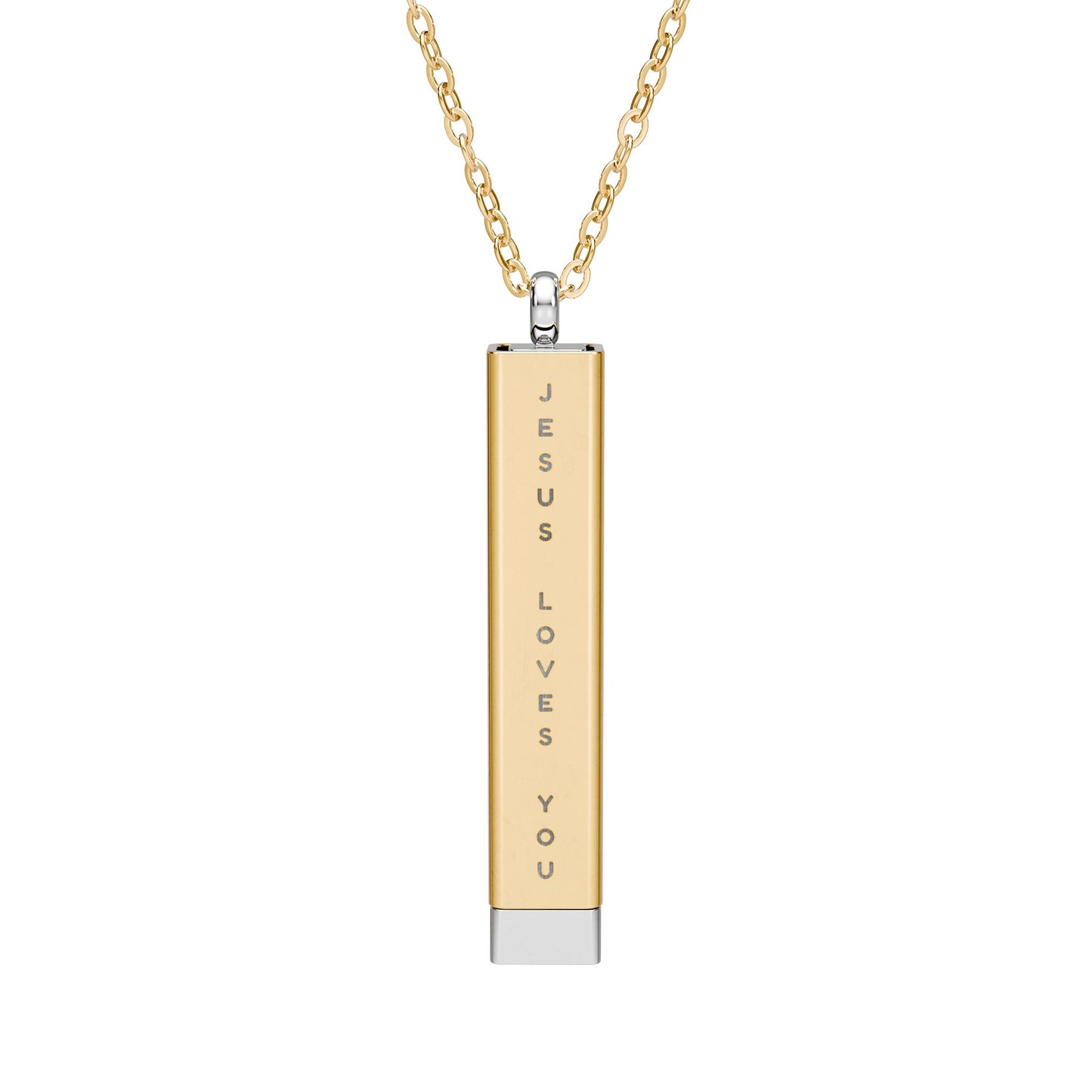 Jesus Loves You Sliding Bar Necklace | Galatians 2:20 Secret Message Engraving | Perfect Gift for Him & Her