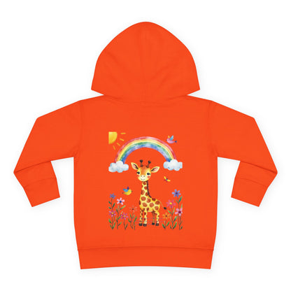 Toddler Hoodie — Giraffe Rainbow Floral Pullover