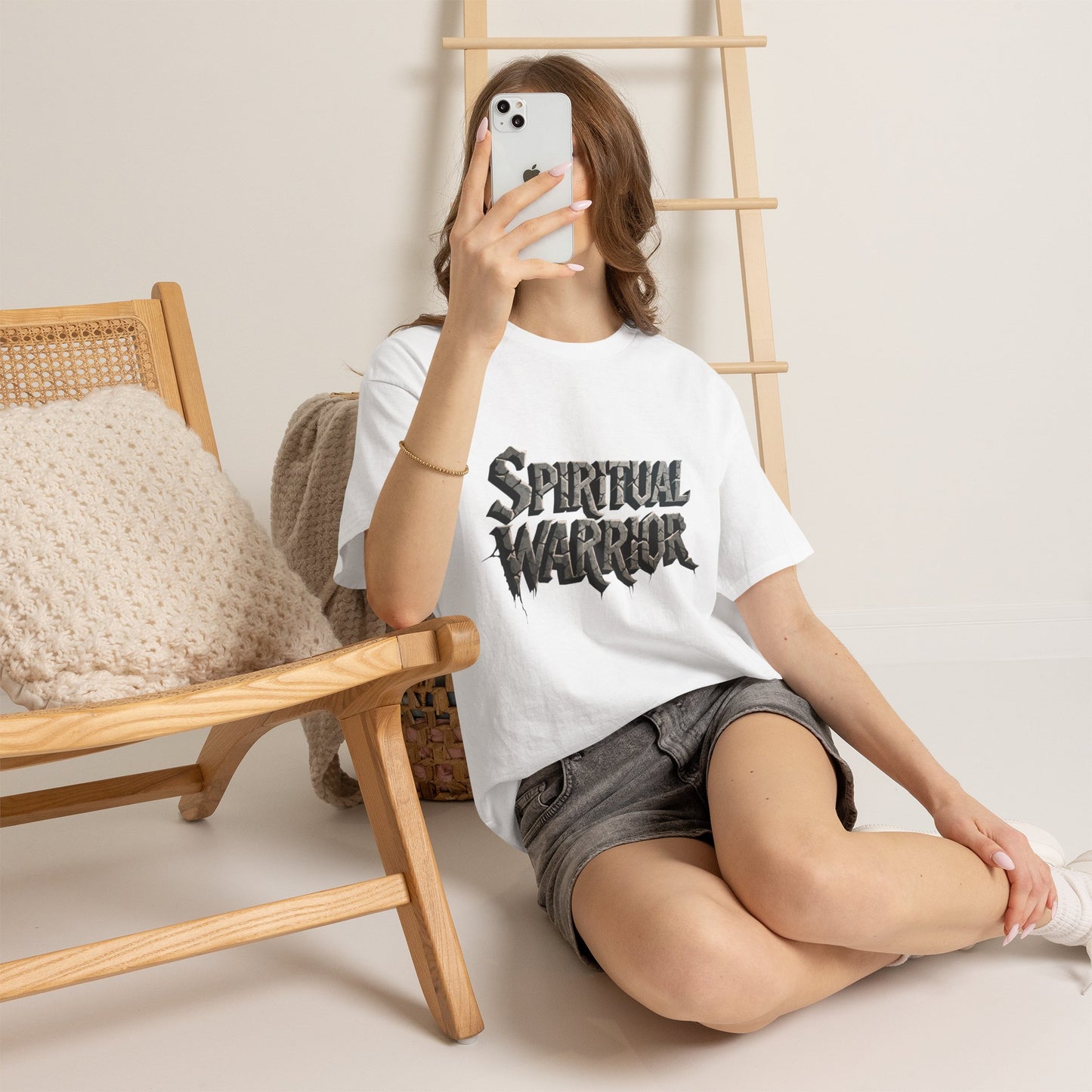 Spiritual Warrior T-Shirt — Gothic Lettering Faith & Strength Tee