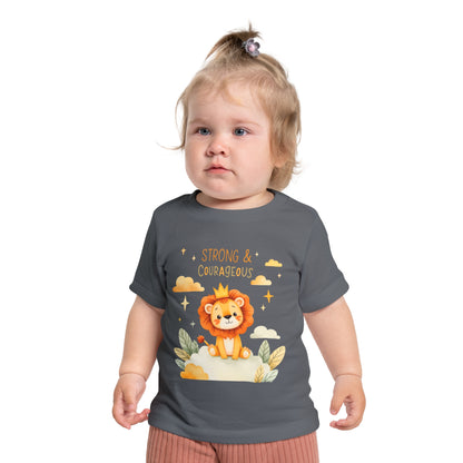 Strong & Courageous Lion Baby T-Shirt — Cute Nursery Tee for Baby Shower & Newborn
