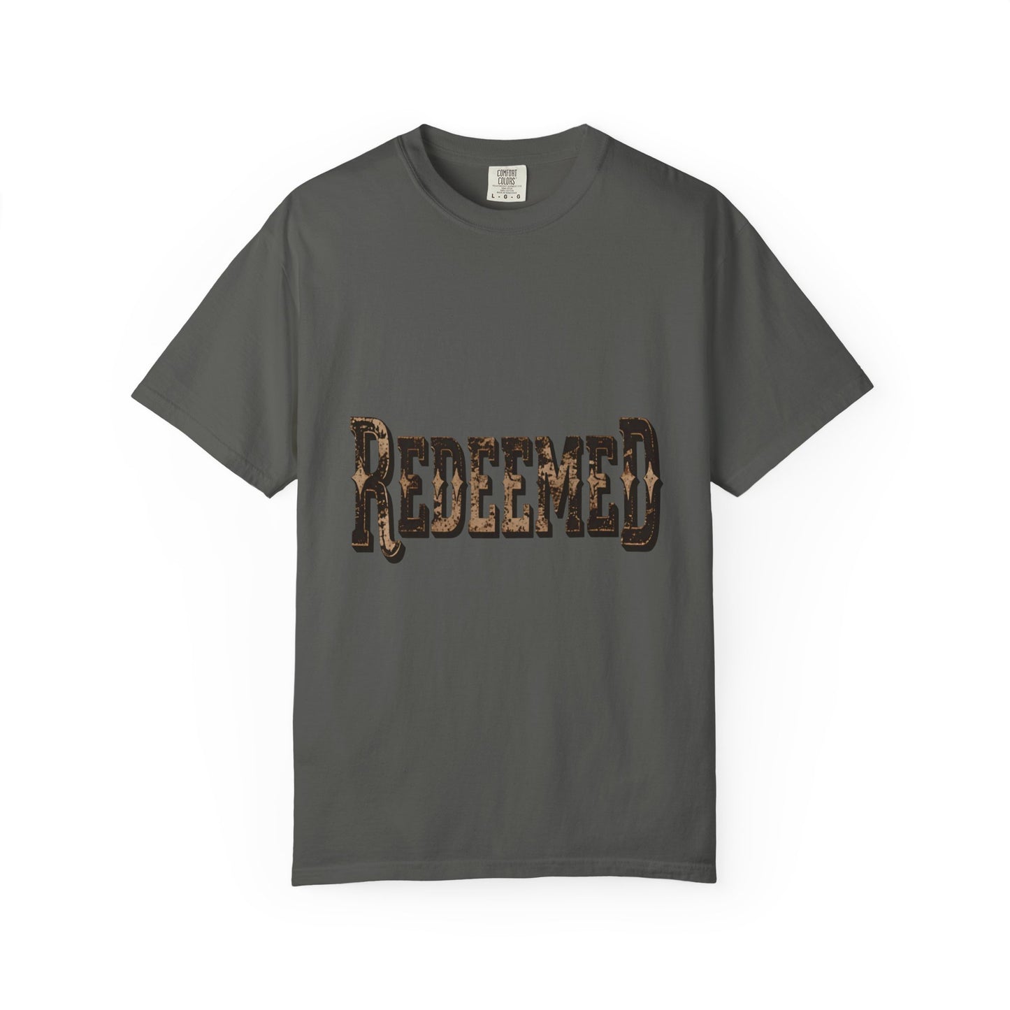 Garment-Dyed Statement Tee — Bold Single-Word Typographic Front