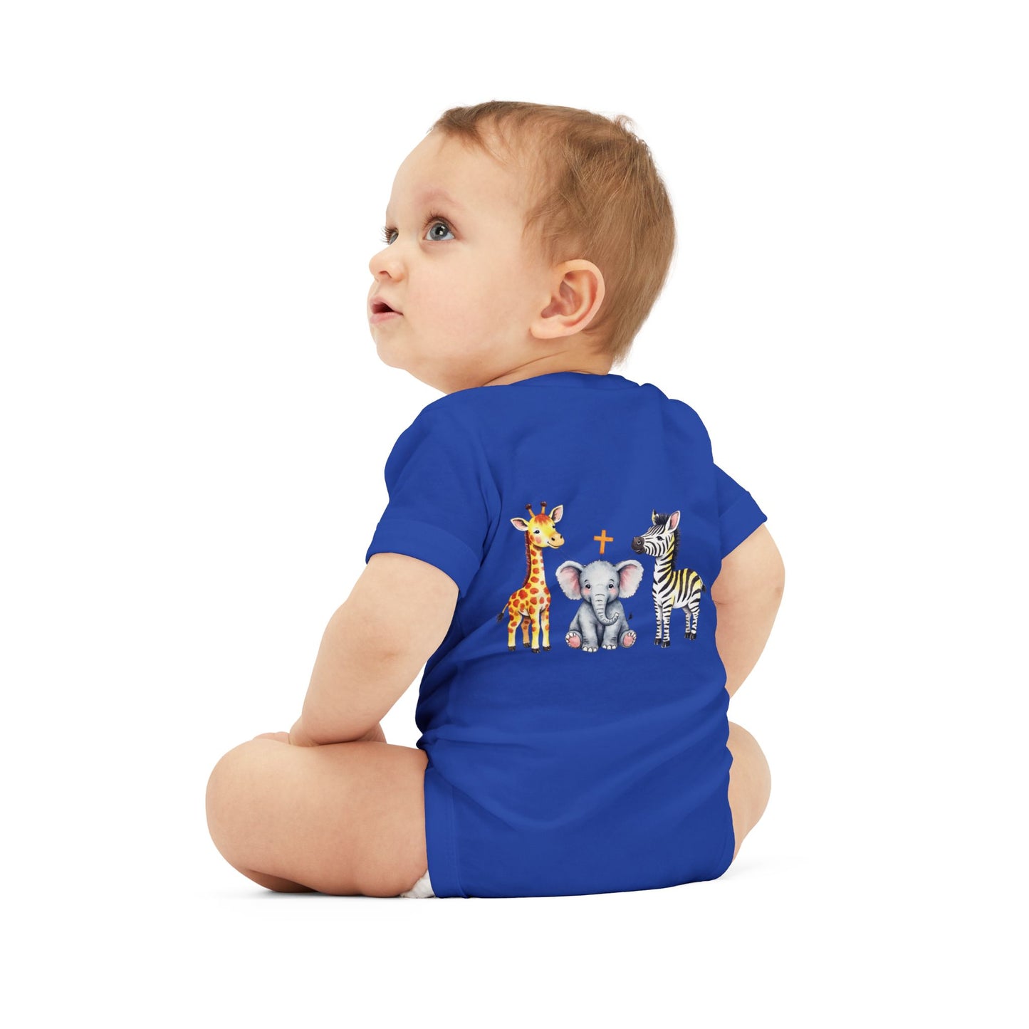 Cute Safari Trio Baby Onesie — Giraffe, Elephant & Zebra Infant Bodysuit