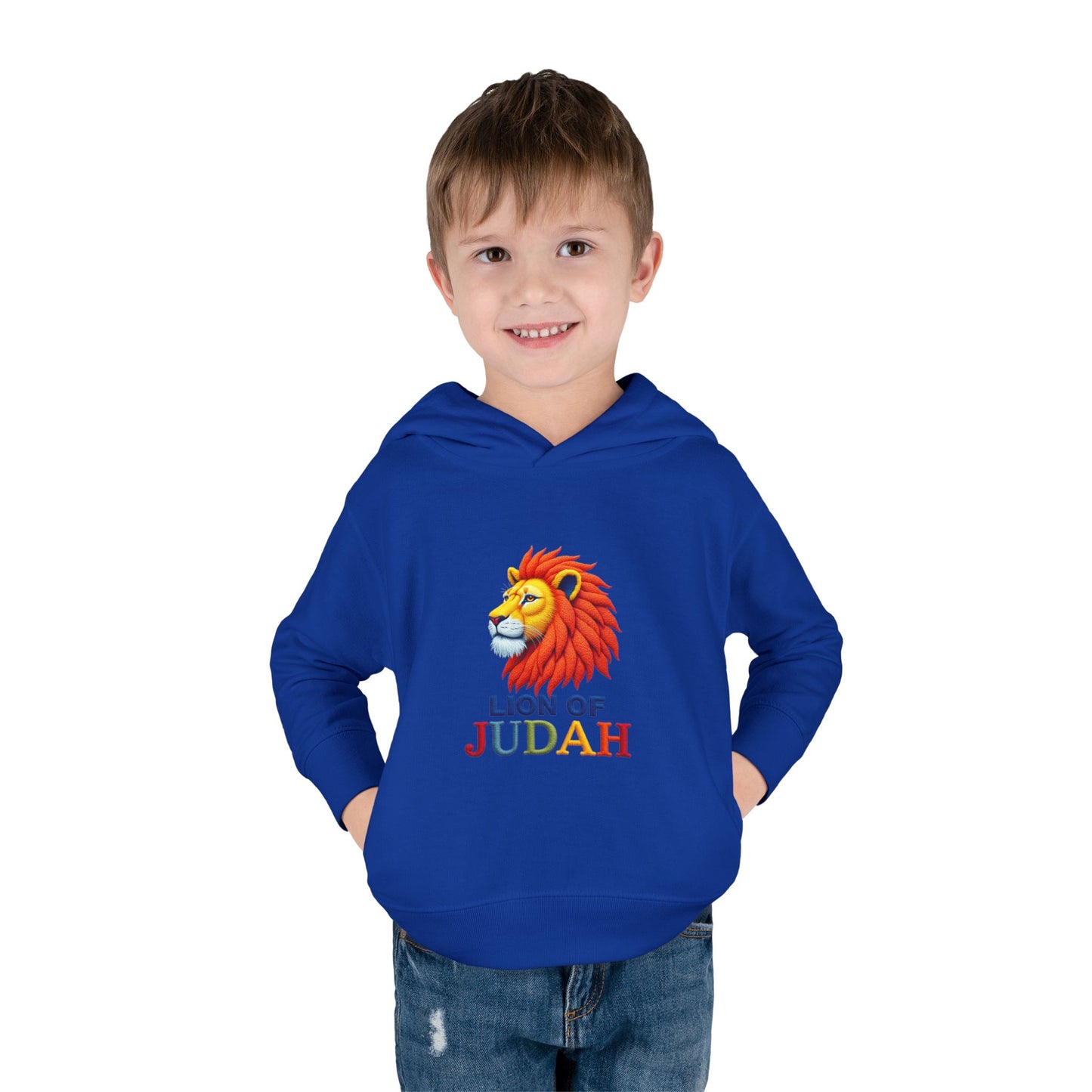 Lion of Judah Toddler Hoodie — Christian Kids Pullover with Colorful Lion Graphic