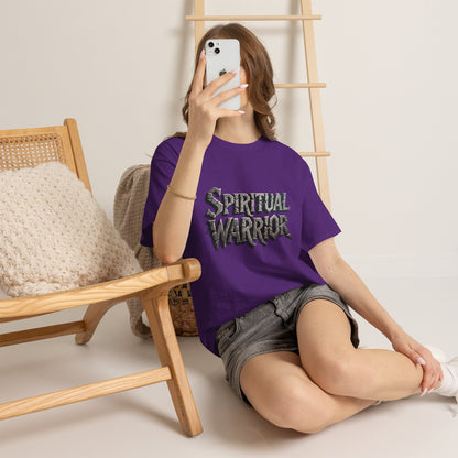 Spiritual Warrior T-Shirt — Gothic Lettering Faith & Strength Tee