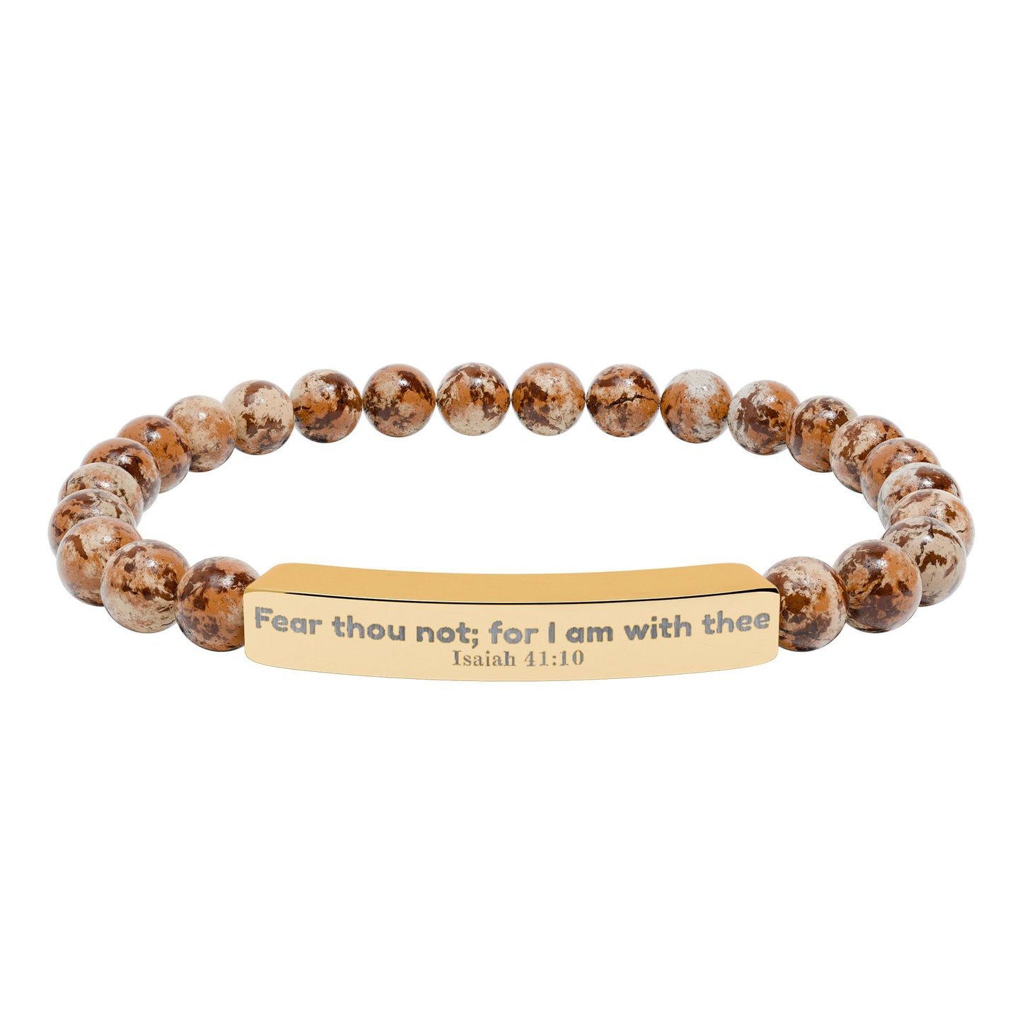 Engravable Natural Stone Bead Bracelet — Personalized Bar Stretch Bracelet