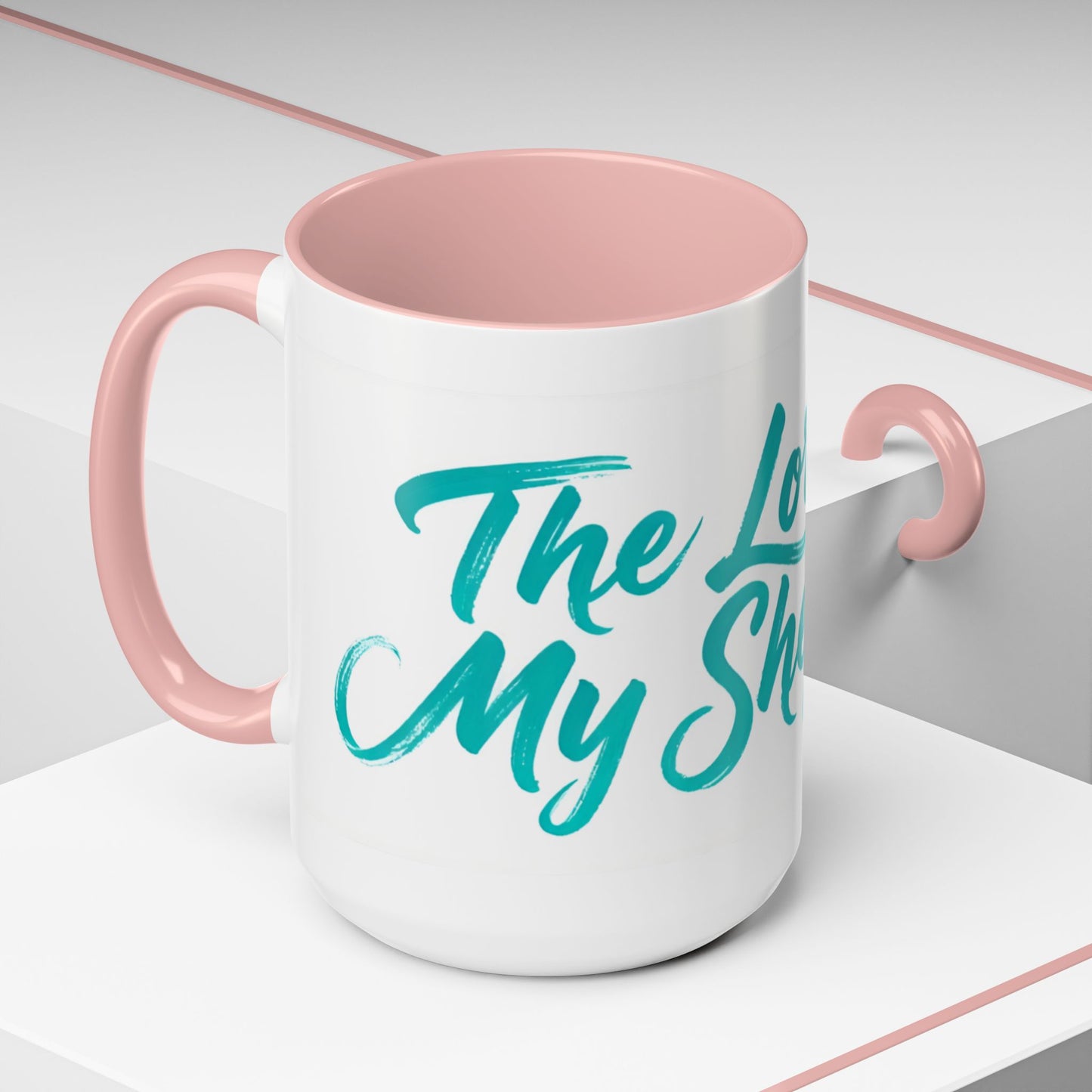 Scripture Accent Coffee Mug — Teal Hand-Lettered Encouragement (11/15 oz)