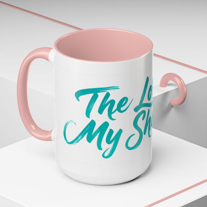 Scripture Accent Coffee Mug — Teal Hand-Lettered Encouragement (11/15 oz)