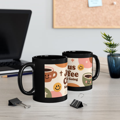 Jesus and Coffee Keep Me Going mug | Black ceramic coffee mug