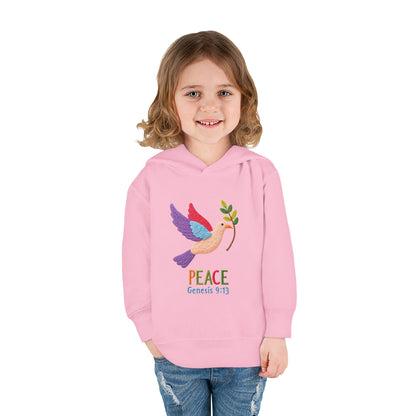 Toddler Hoodie — Colorful Peace Dove with Olive Branch & “PEACE Genesis 9:13”