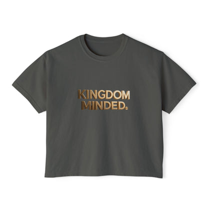 Kingdom Minded Boxy Tee — Women's Faith-Inspired Cropped T-Shirt