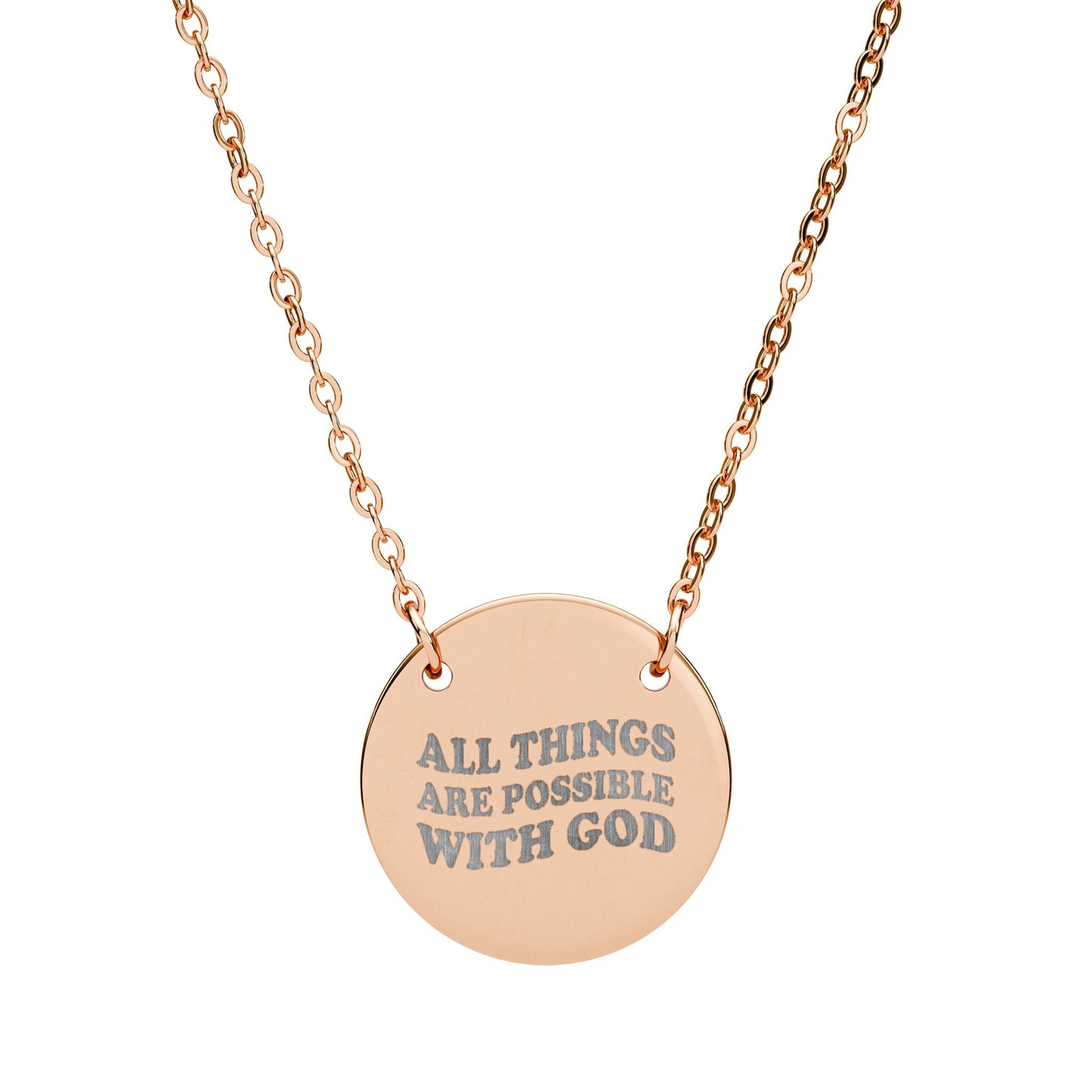 Engraved 'GOD' Circle Necklace — Religious Pendant Gift