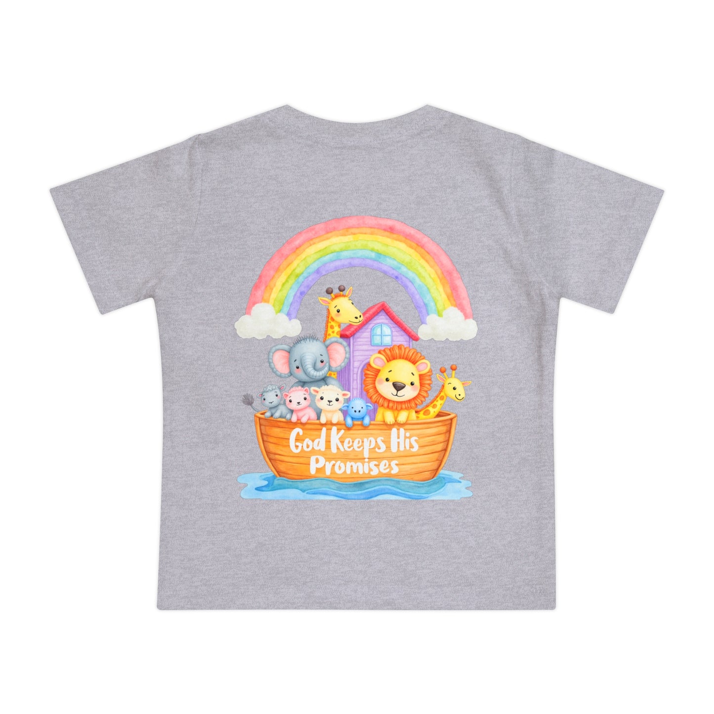 Baby T-Shirt — "God Keeps His Promises" Noah's Ark Rainbow Design