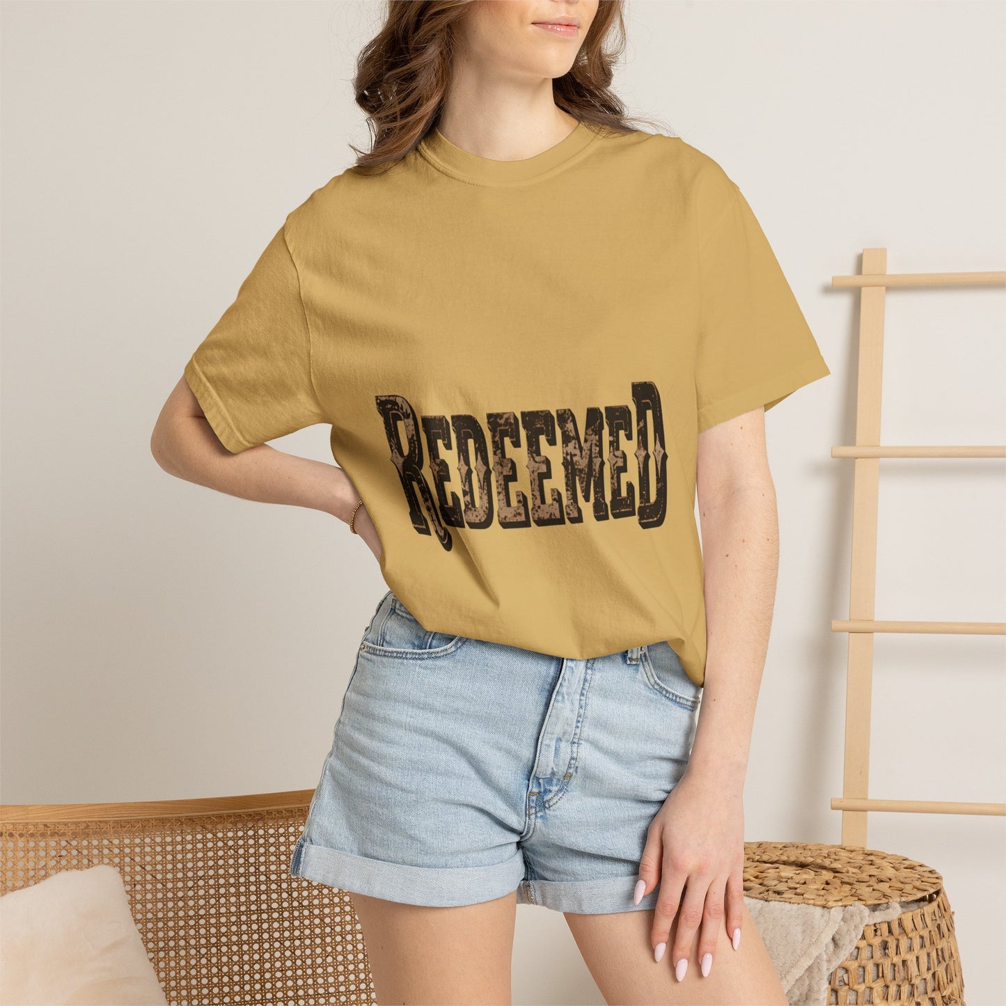 Garment-Dyed Statement Tee — Bold Single-Word Typographic Front