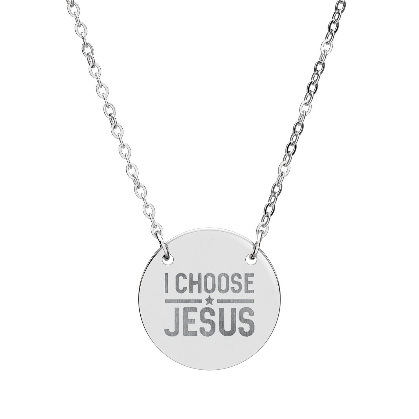 I Choose Jesus Circle Necklace — Engraved Christian Pendant