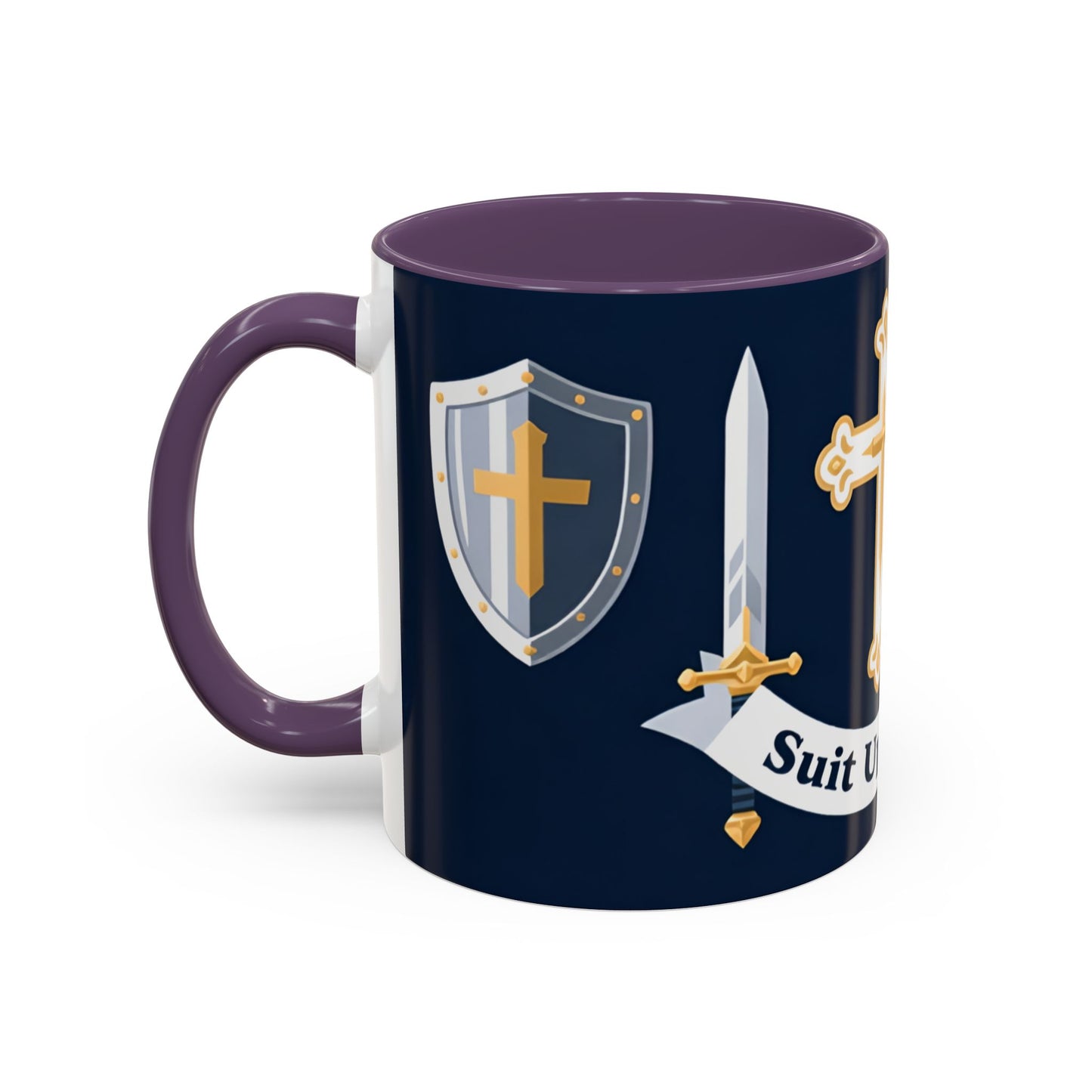 Christian Knight Coffee Mug — “Suit Up Daily” Accent Ceramic Mug