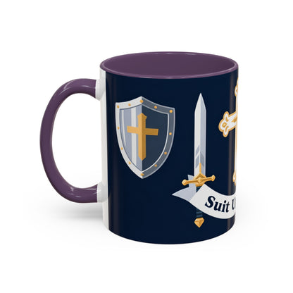 Christian Knight Coffee Mug — “Suit Up Daily” Accent Ceramic Mug