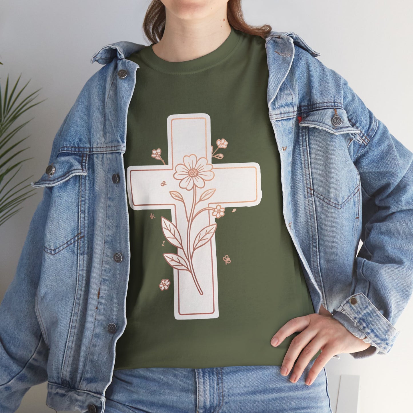 Floral Cross Tee — Delicate Bloom Christian T-Shirt