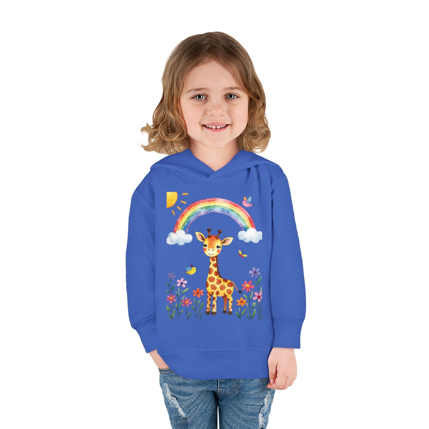 Toddler Hoodie — Giraffe Rainbow Floral Pullover
