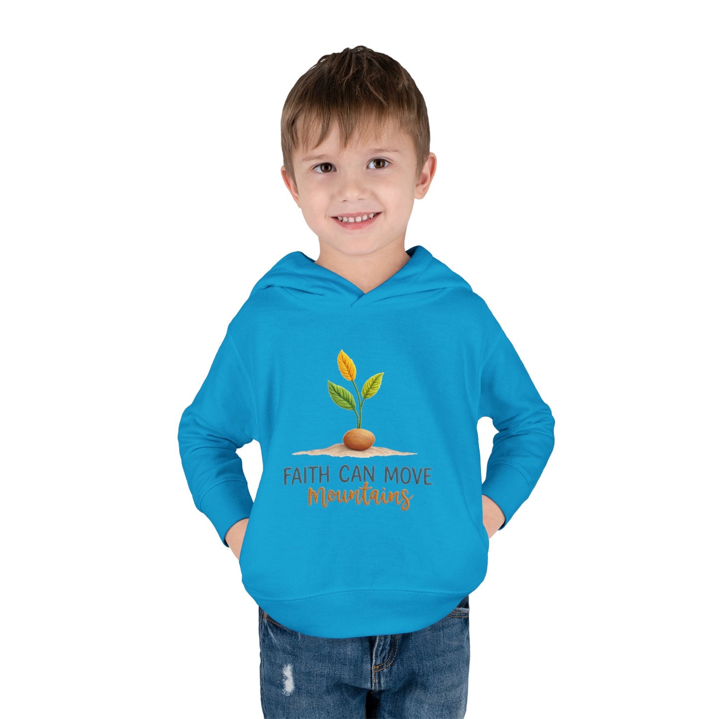 Toddler Hoodie - "Faith Can Move Mountains" Plant Graphic