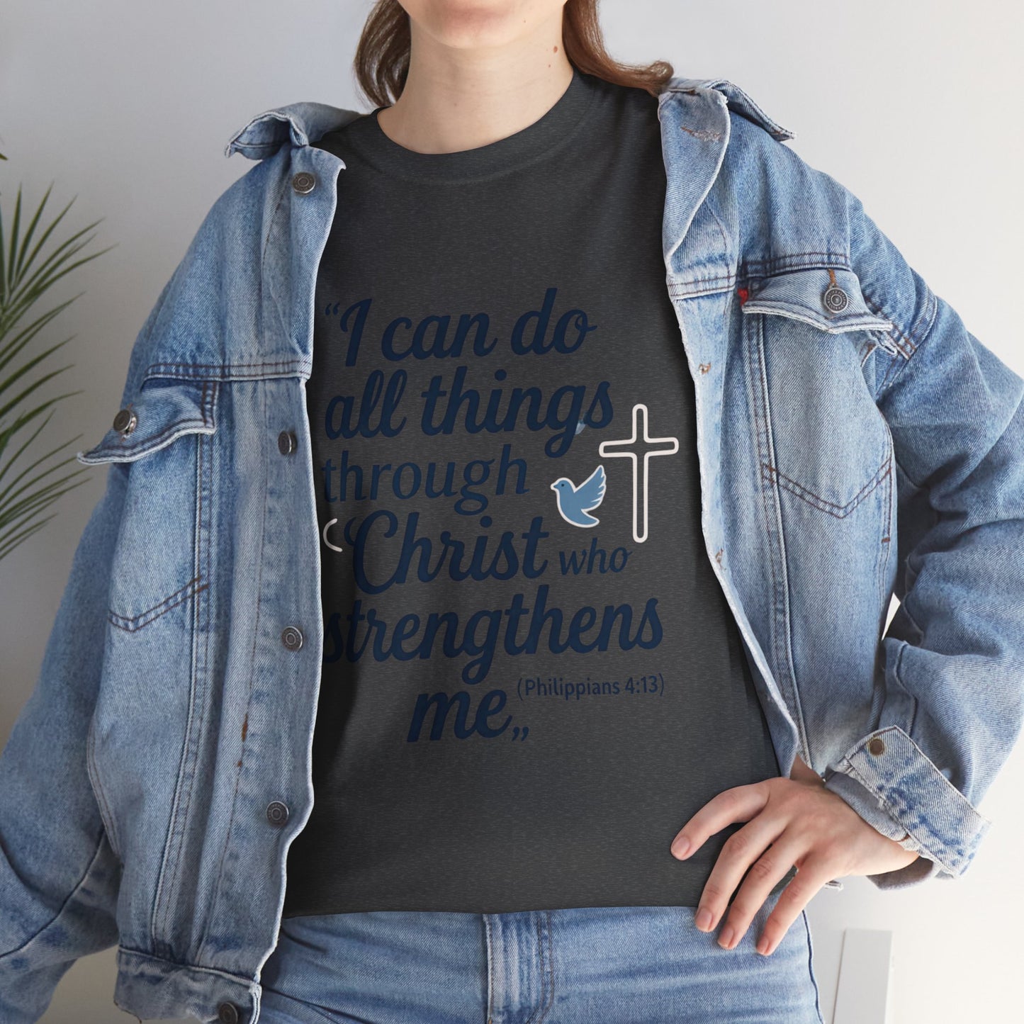 Inspirational Christian T-Shirt - "I Can Do All Things Through Christ" Bible Verse Tee