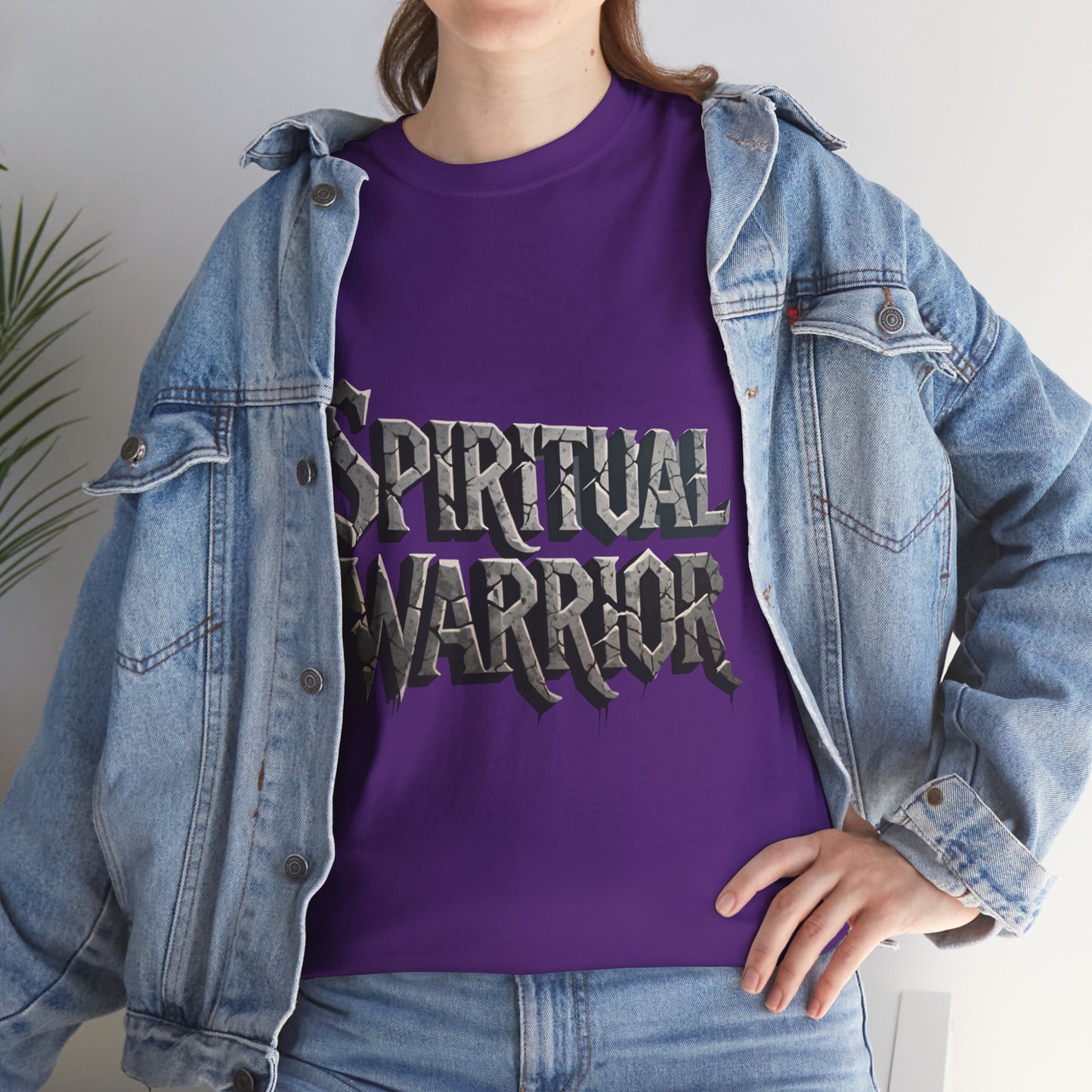 Spiritual Warrior T-Shirt — Gothic Lettering Faith & Strength Tee