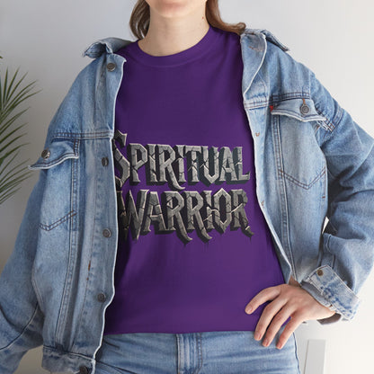Spiritual Warrior T-Shirt — Gothic Lettering Faith & Strength Tee